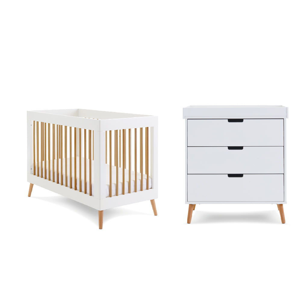 OBABY Maya Mini Scandi 2 Piece Room Set – White with Natural & Slate with Natural