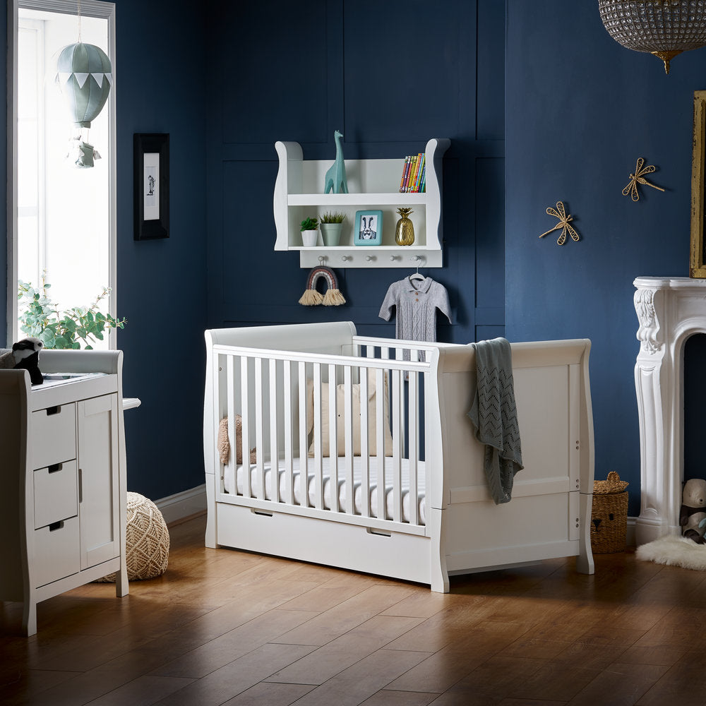 OBABY - Stamford Classic Sleigh 2 Piece Room Set - Warm Grey & White