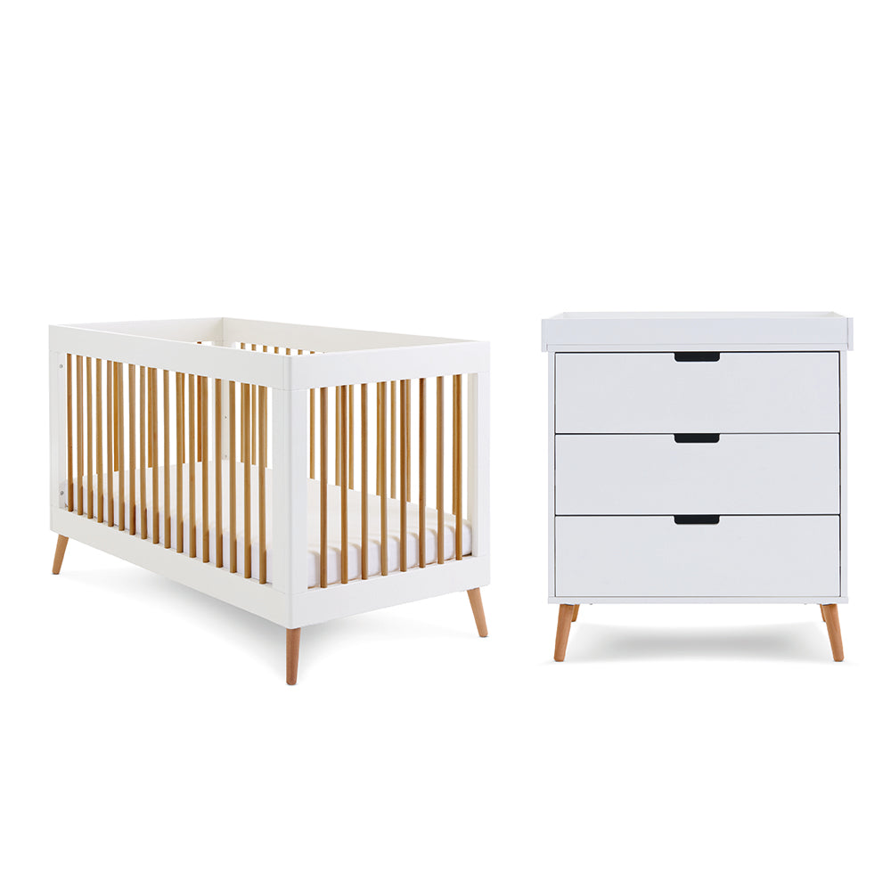 OBABY Maya Scandi 2 Piece Room Set White with Natural, Slate with Natural & Nordic White