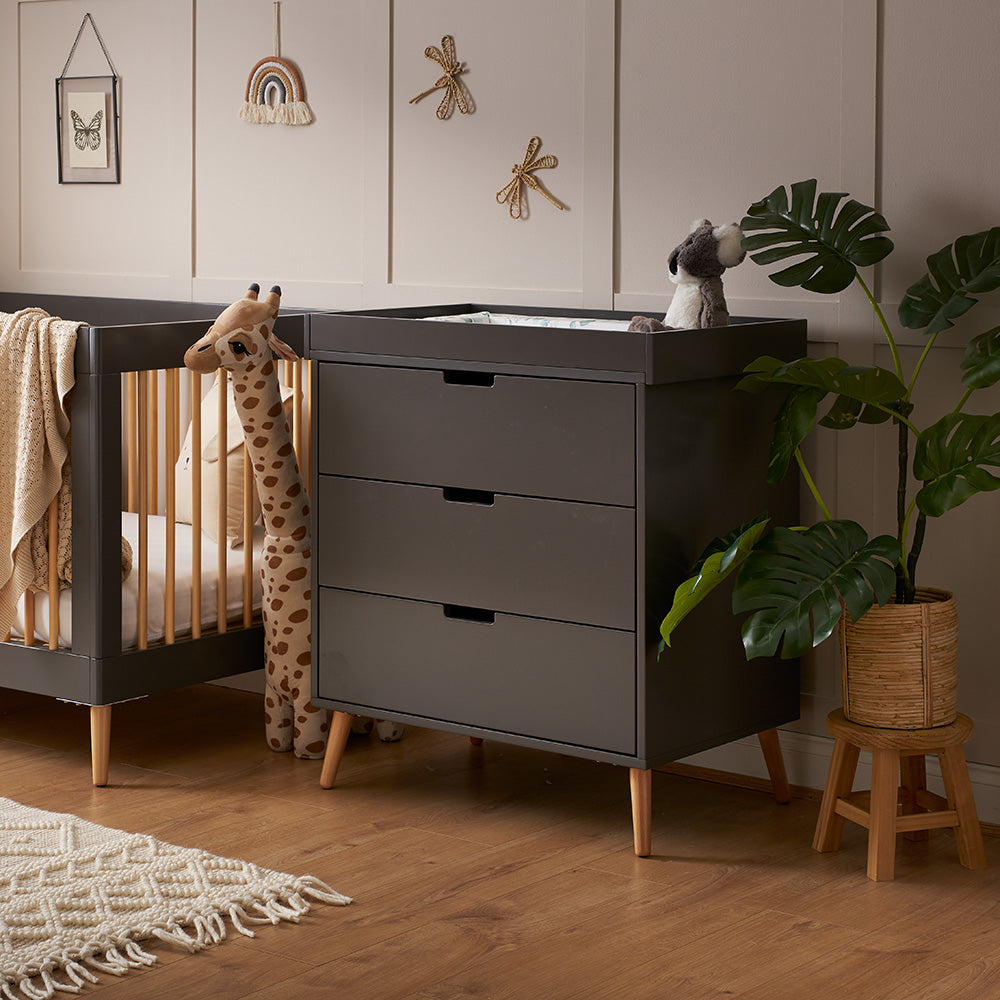 OBABY Maya Scandi 3 Piece Room Set - Slate with Natural , White with Natural or Nordic White