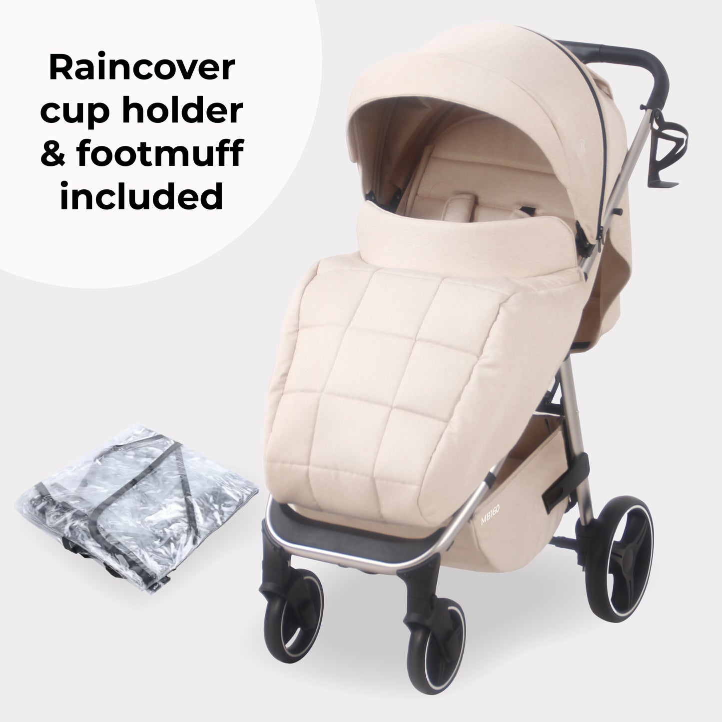 My Babiie MB160 Plus Pushchair - Blue Plaid, Grey Leaf Tropical, Oatmeal, Black Leopard