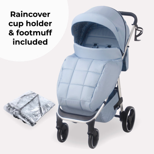 My Babiie MB160 Plus Pushchair - Blue Plaid, Grey Leaf Tropical, Oatmeal, Black Leopard
