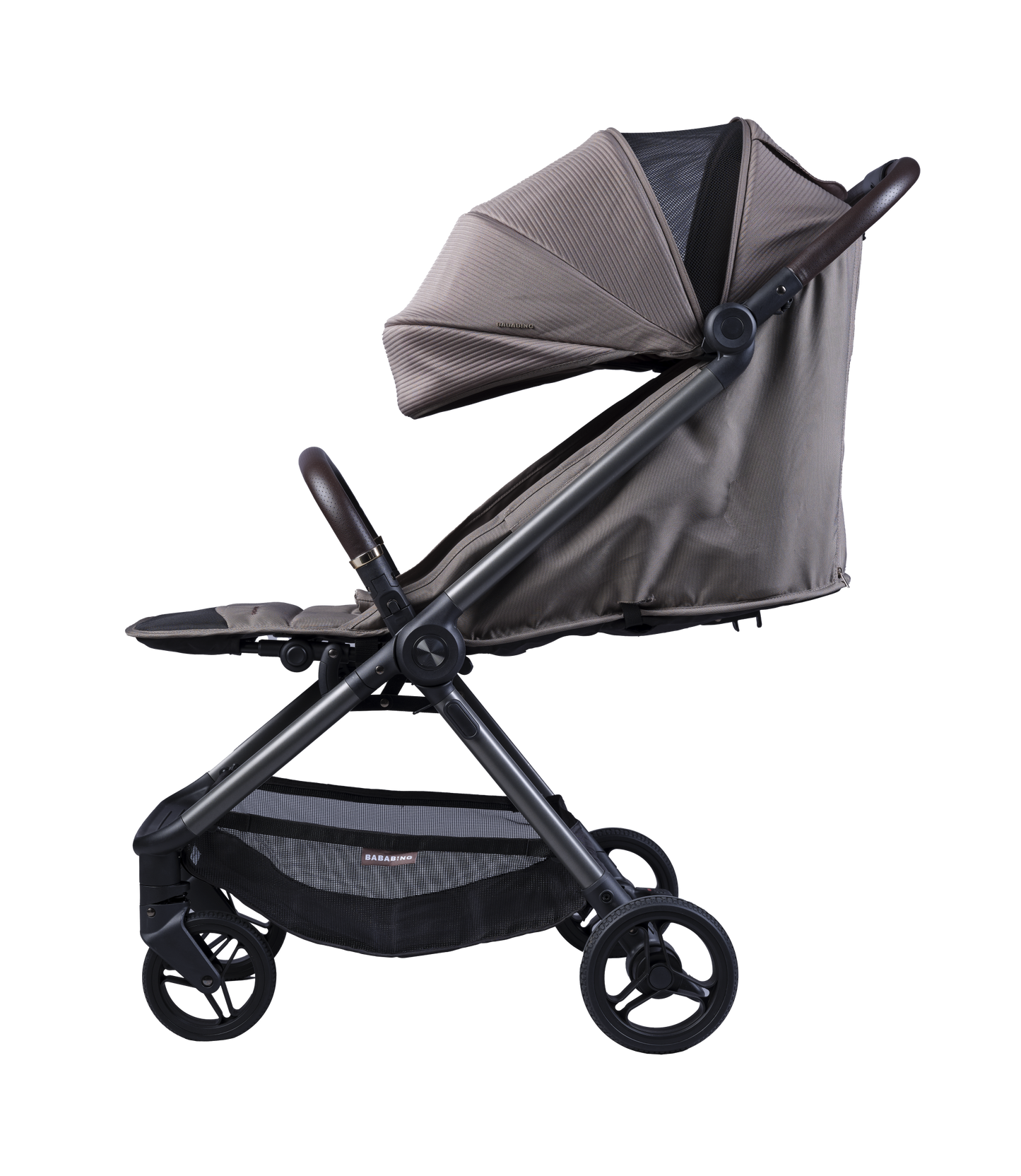 Bababing Auto Fold Compact Stroller - Minky & Black