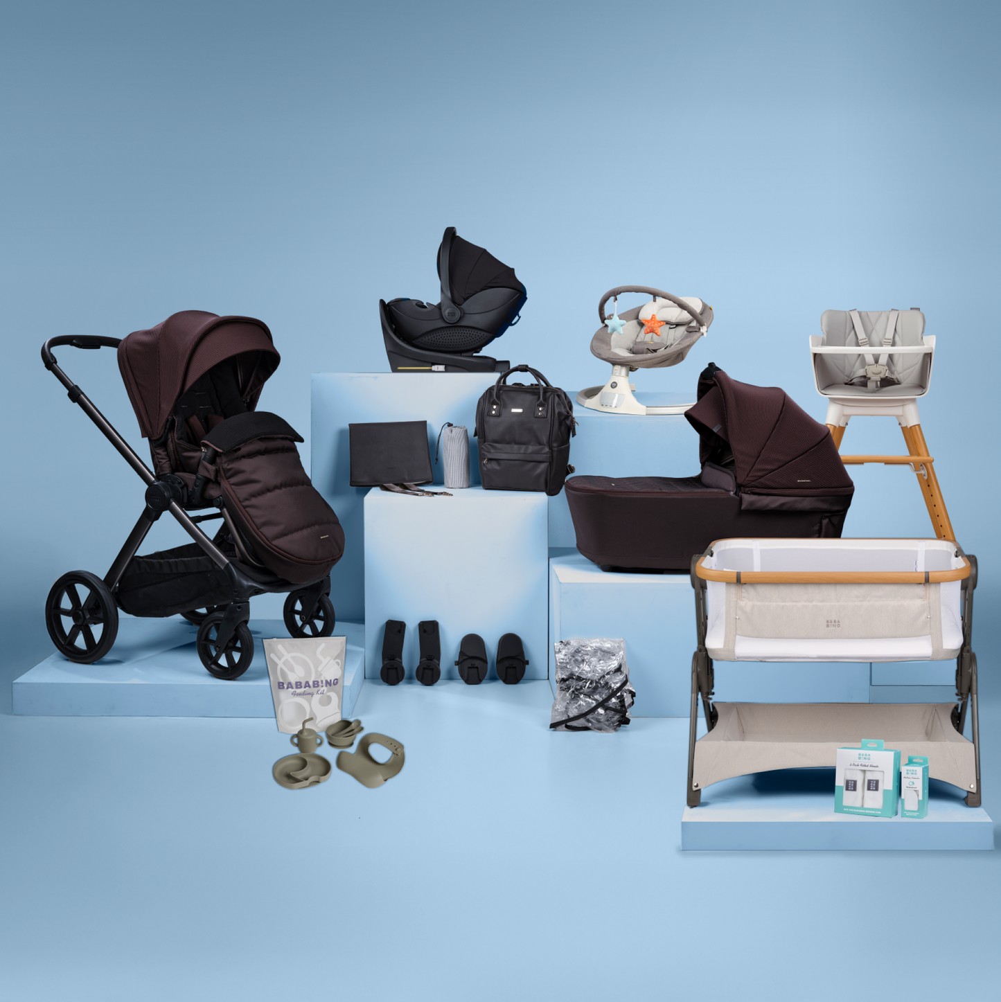 Bababing Raffi MKII 18-Piece Travel, Home & Feeding Bundle With Spin 360° Car Seat & ISOFIX Base – Available in a Range of Colours