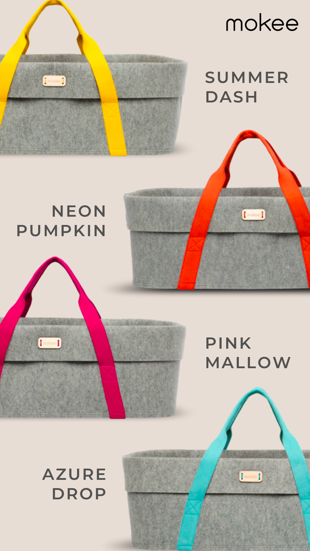 Mokee - WoolNest Moses Basket - Neon Pumpkin