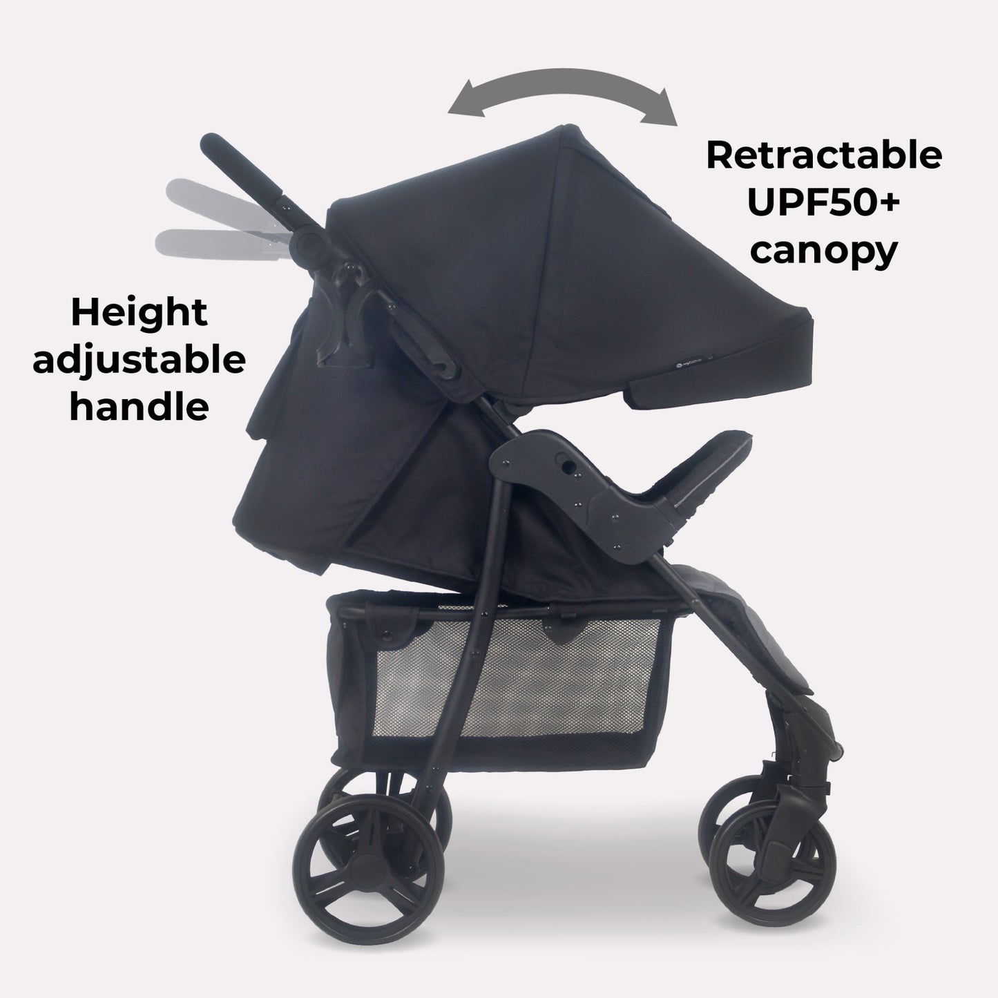 My BABIIE - MB30 Plus Pushchair - Grey Tie Dye, Black with Grey, Oatmeal & Pink Leopard