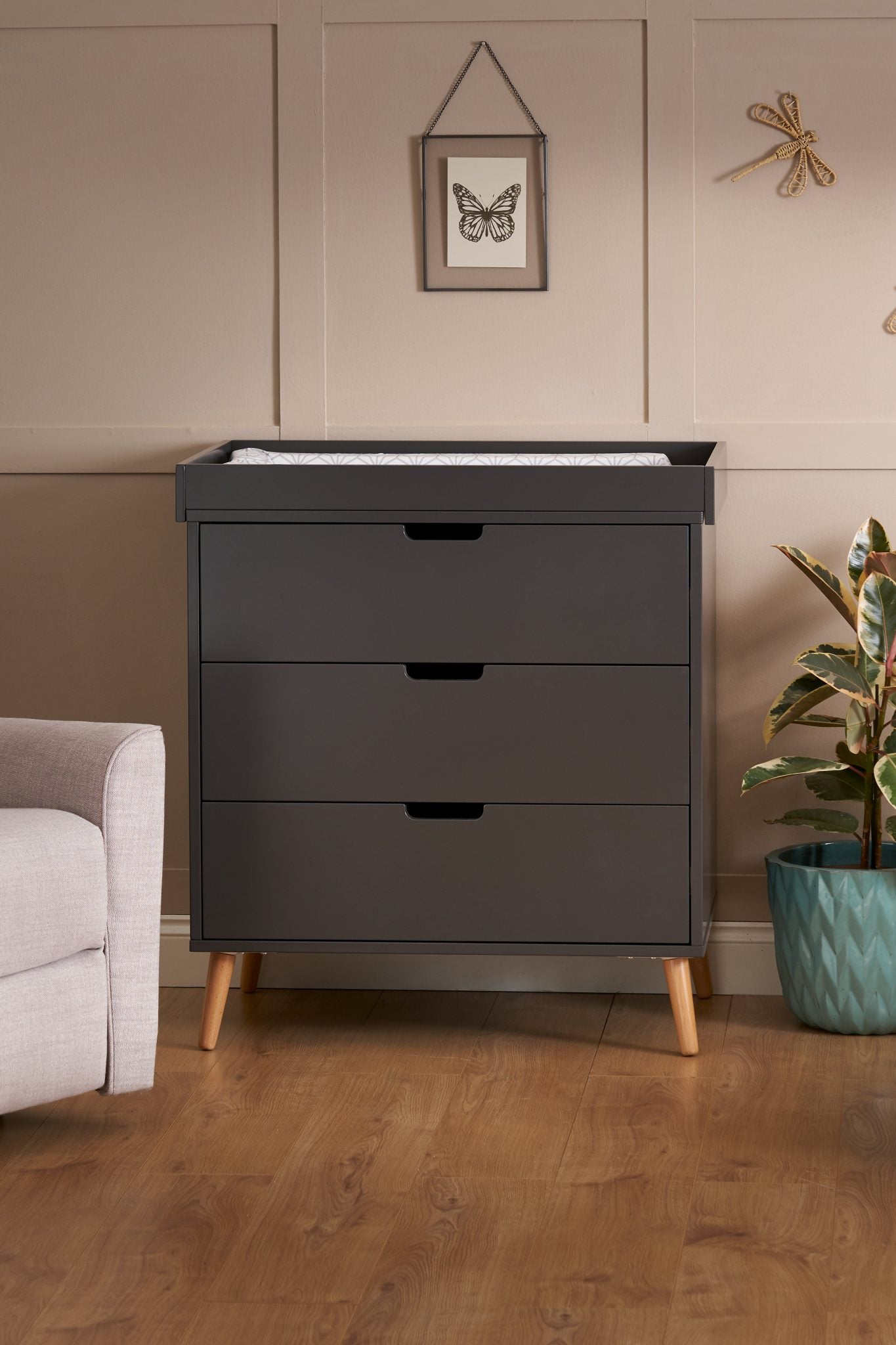 OBABY Maya Scandi 3 Piece Room Set - Slate with Natural , White with Natural or Nordic White