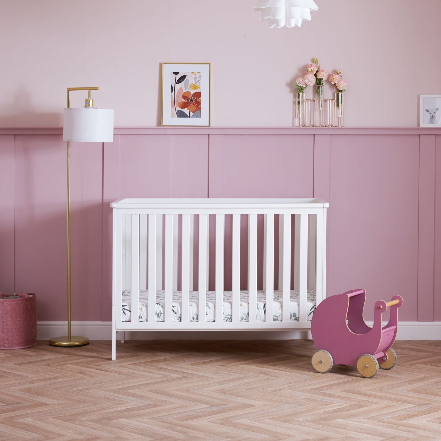 OBABY Evie Mini Cot Bed - Available in White or Cashmere