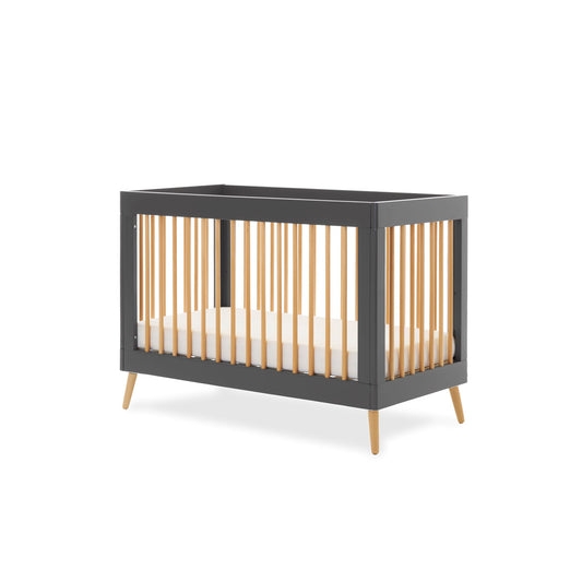OBABY Maya Mini Cot Bed - available in Slate or White and Natural Wood Finish