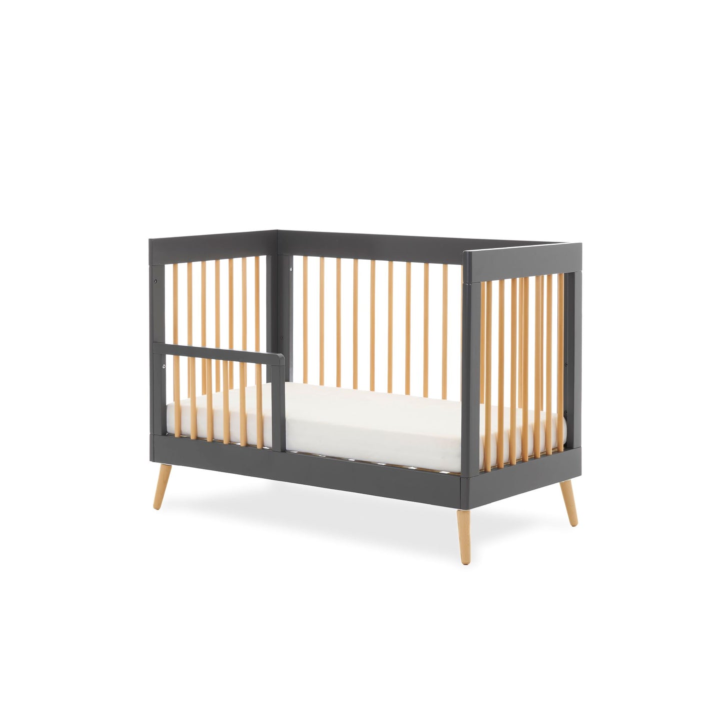 OBABY Maya Mini Cot Bed - available in Slate or White and Natural Wood Finish