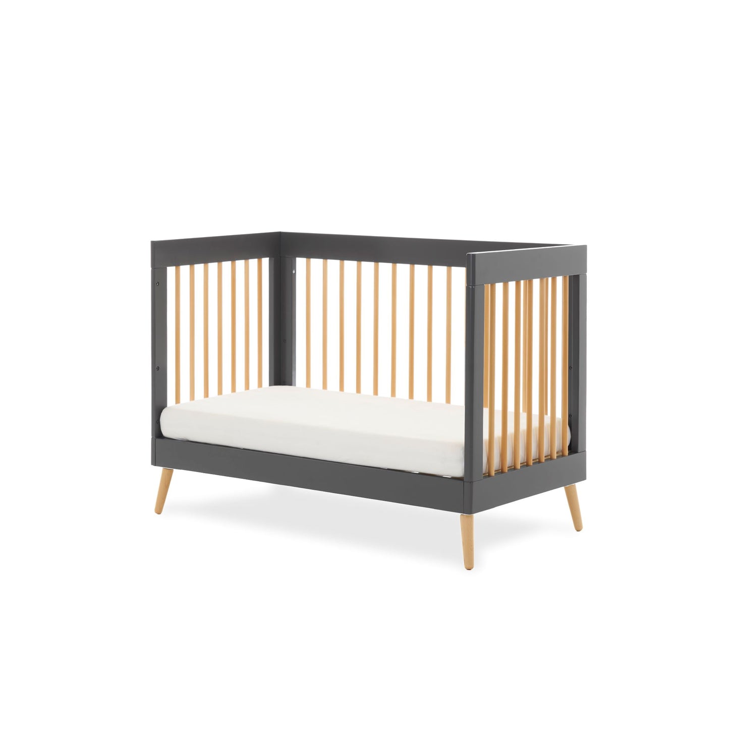 OBABY Maya Mini Cot Bed - available in Slate or White and Natural Wood Finish