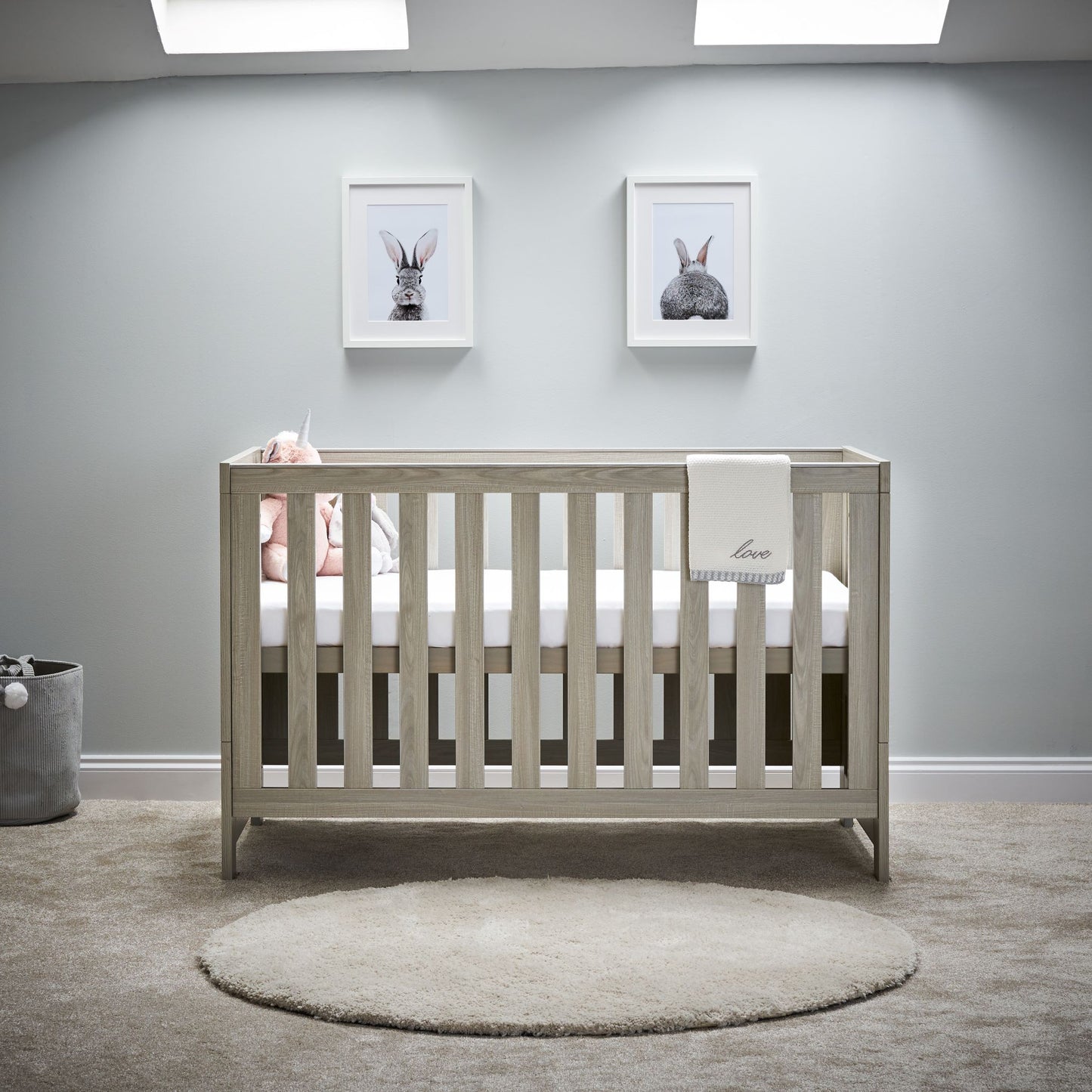 OBABY Nika Cot Bed - Available in Grey Wash, Grey Wash & White, Oatmeal, White Wash and Oak