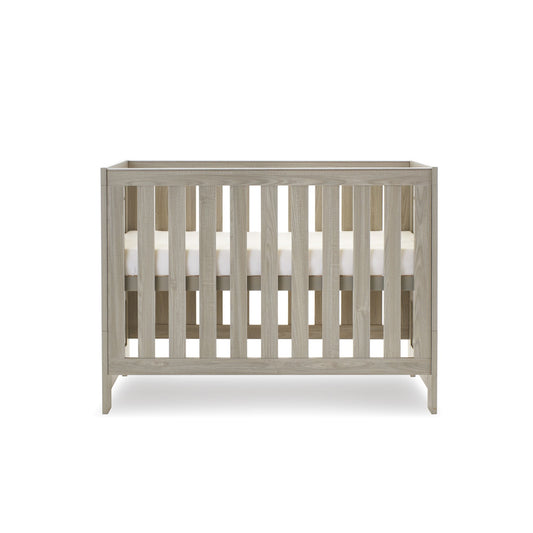 OBABY Nika Mini Cot Bed - available in Grey Wash, Grey & White Wash, and White Wash