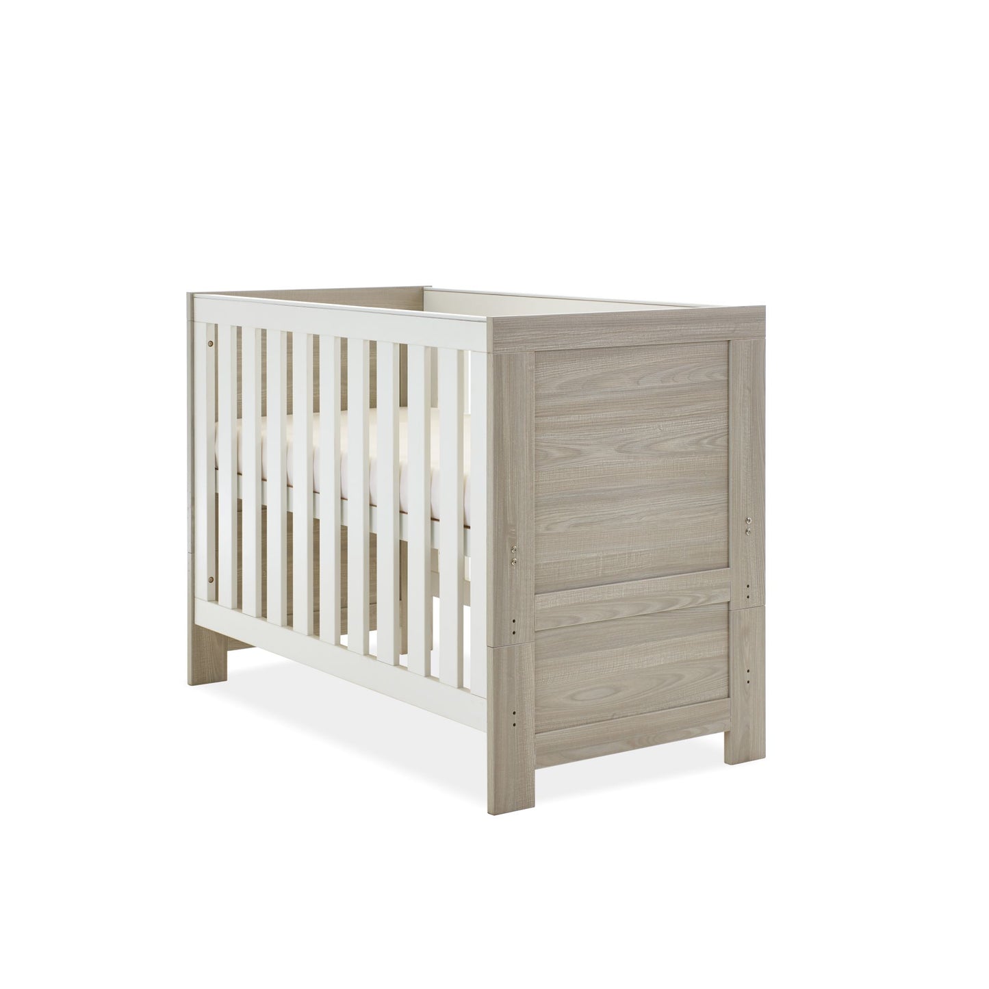 OBABY Nika Mini Cot Bed - available in Grey Wash, Grey & White Wash, and White Wash