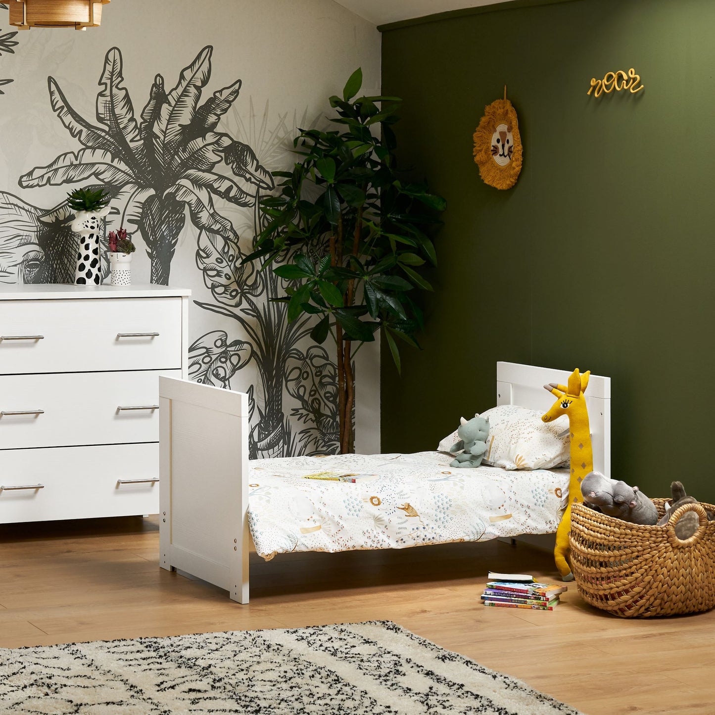 OBABY Nika Mini Cot Bed - available in Grey Wash, Grey & White Wash, and White Wash