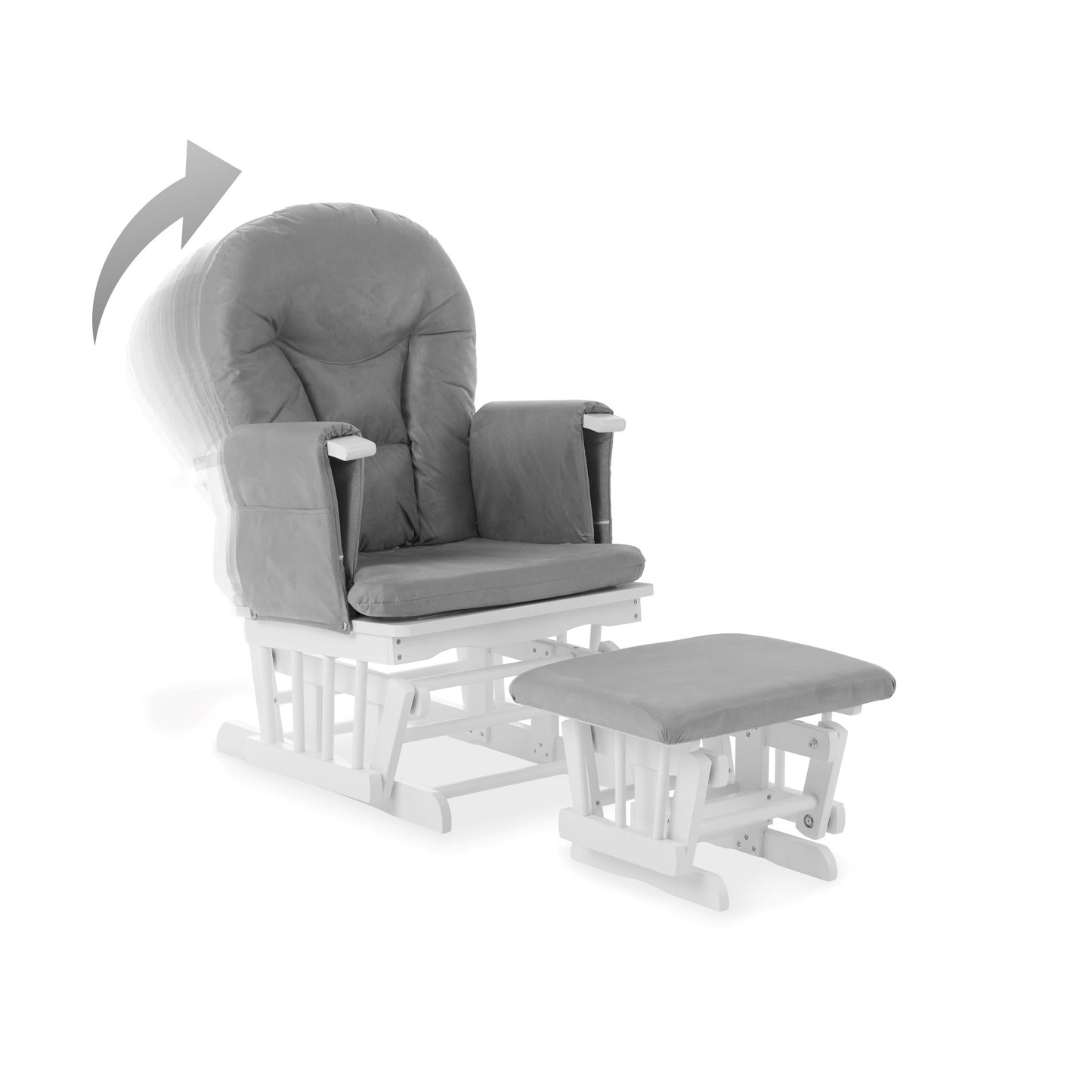 OBABY Reclining Glider Chair & Stool – Available in Grey & Sand