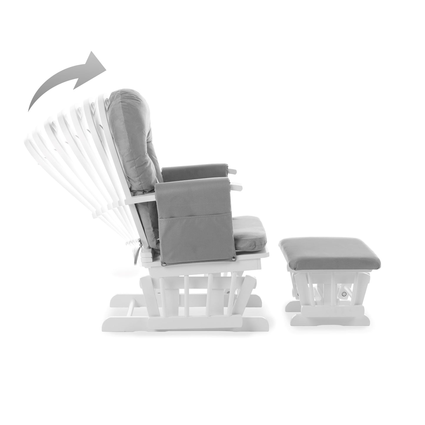 OBABY Reclining Glider Chair & Stool – Available in Grey & Sand