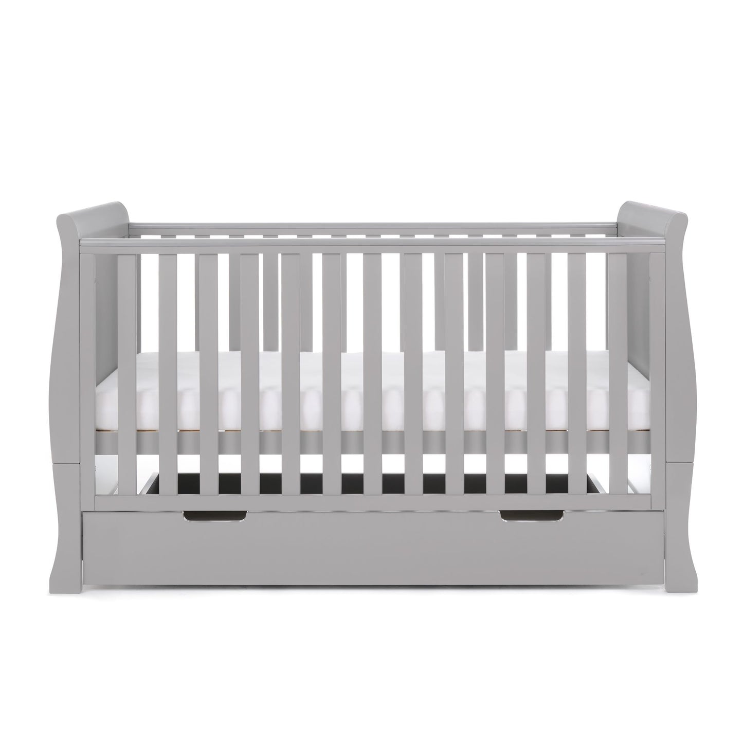 OBABY Stamford Classic Sleigh Cot Bed - available in Warm Grey and White