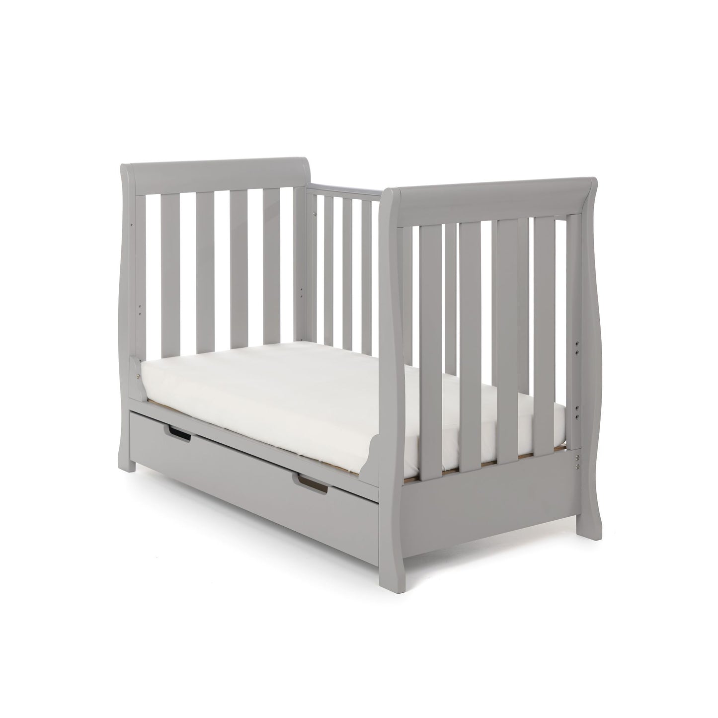 OBABY Stamford Mini Sleigh Cot Bed - available in Warm Grey and White