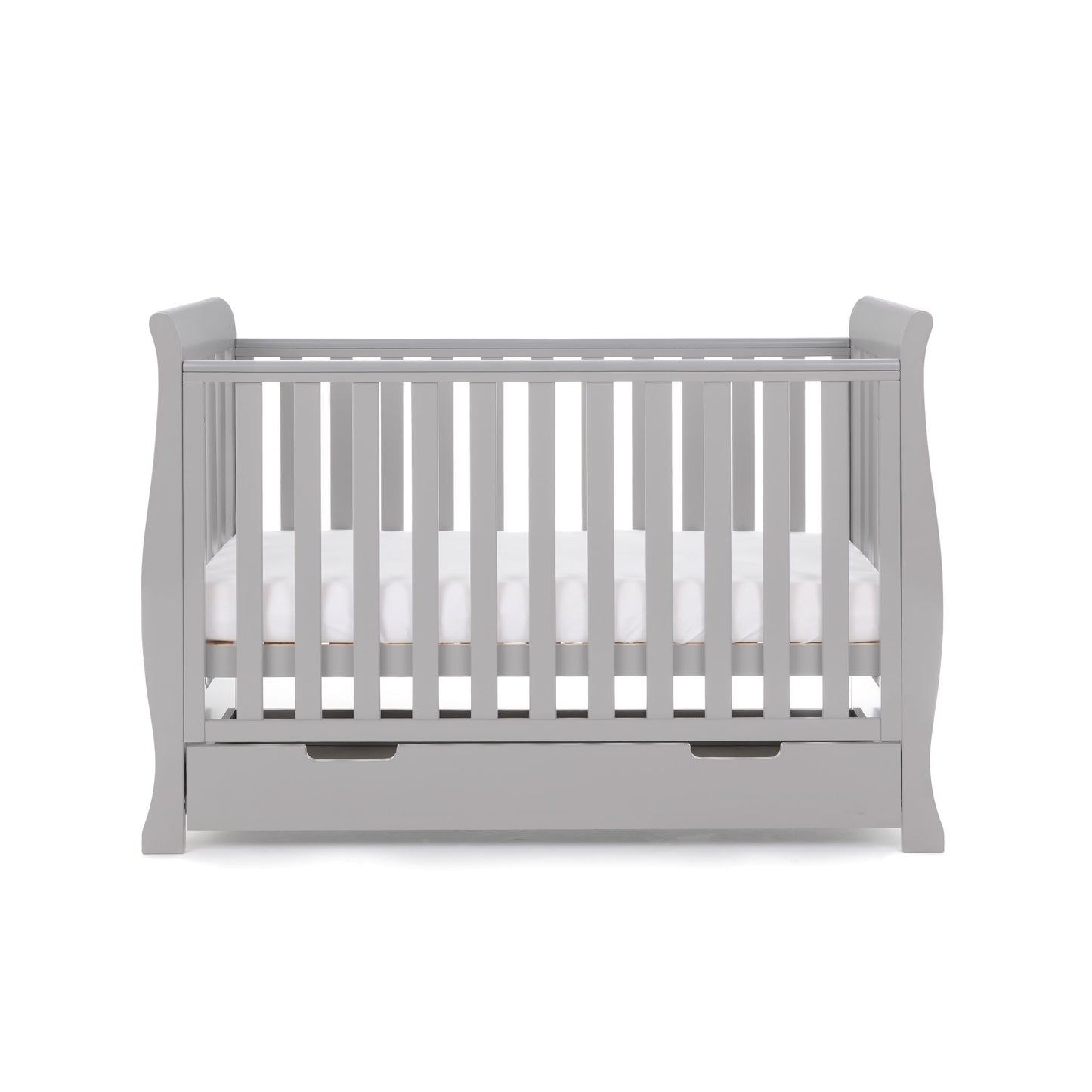 OBABY Stamford Mini Sleigh Cot Bed - available in Warm Grey and White