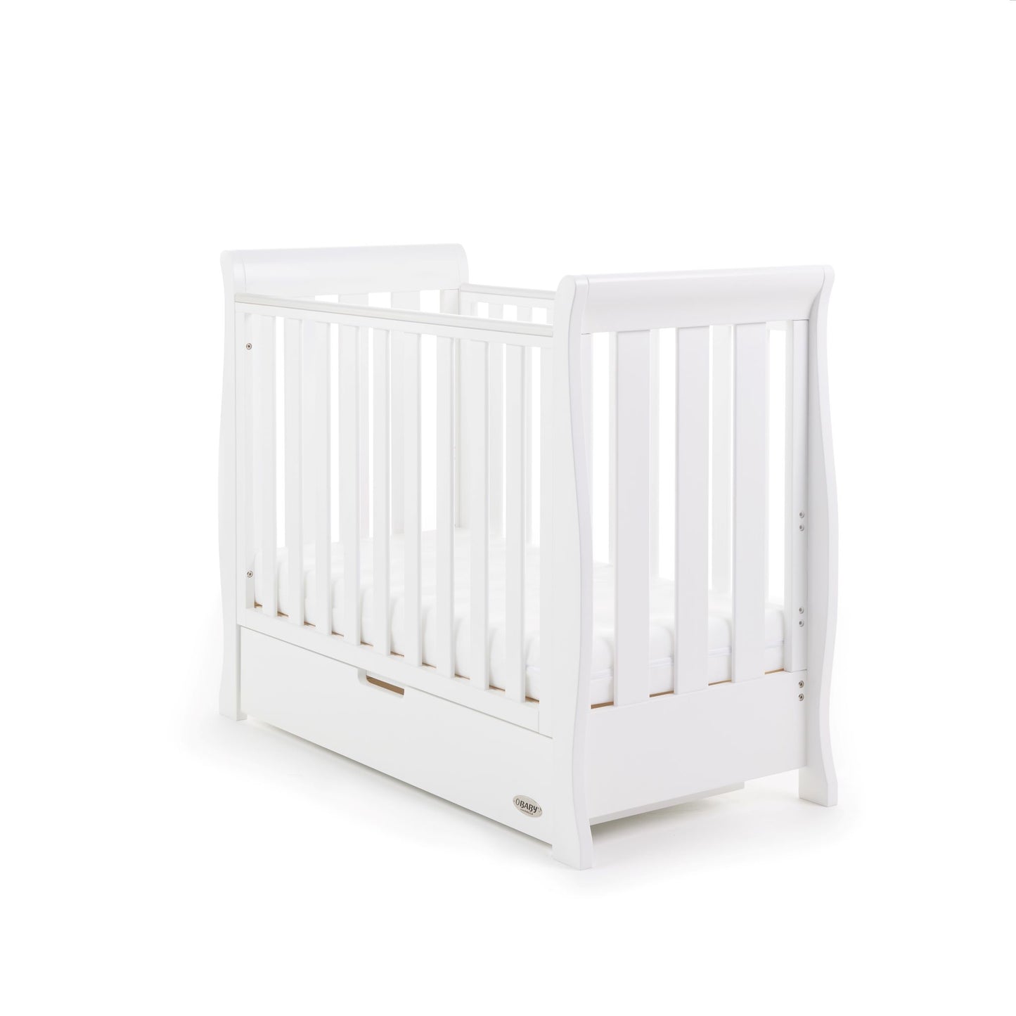 OBABY Stamford Space Saver Sleigh Cot & Cot Top Changer - White