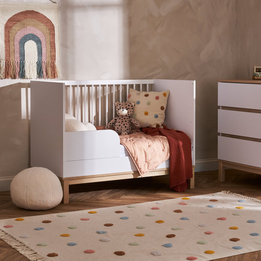 OBABY Astrid Mini Cot Bed- Satin or  White