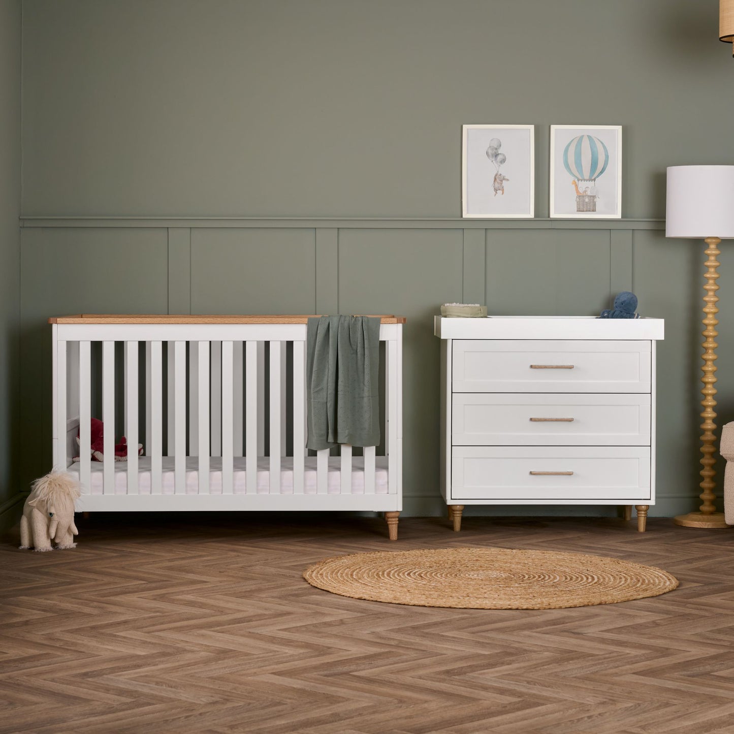 OBABY Orla 2 Piece Room Set - White with Oak