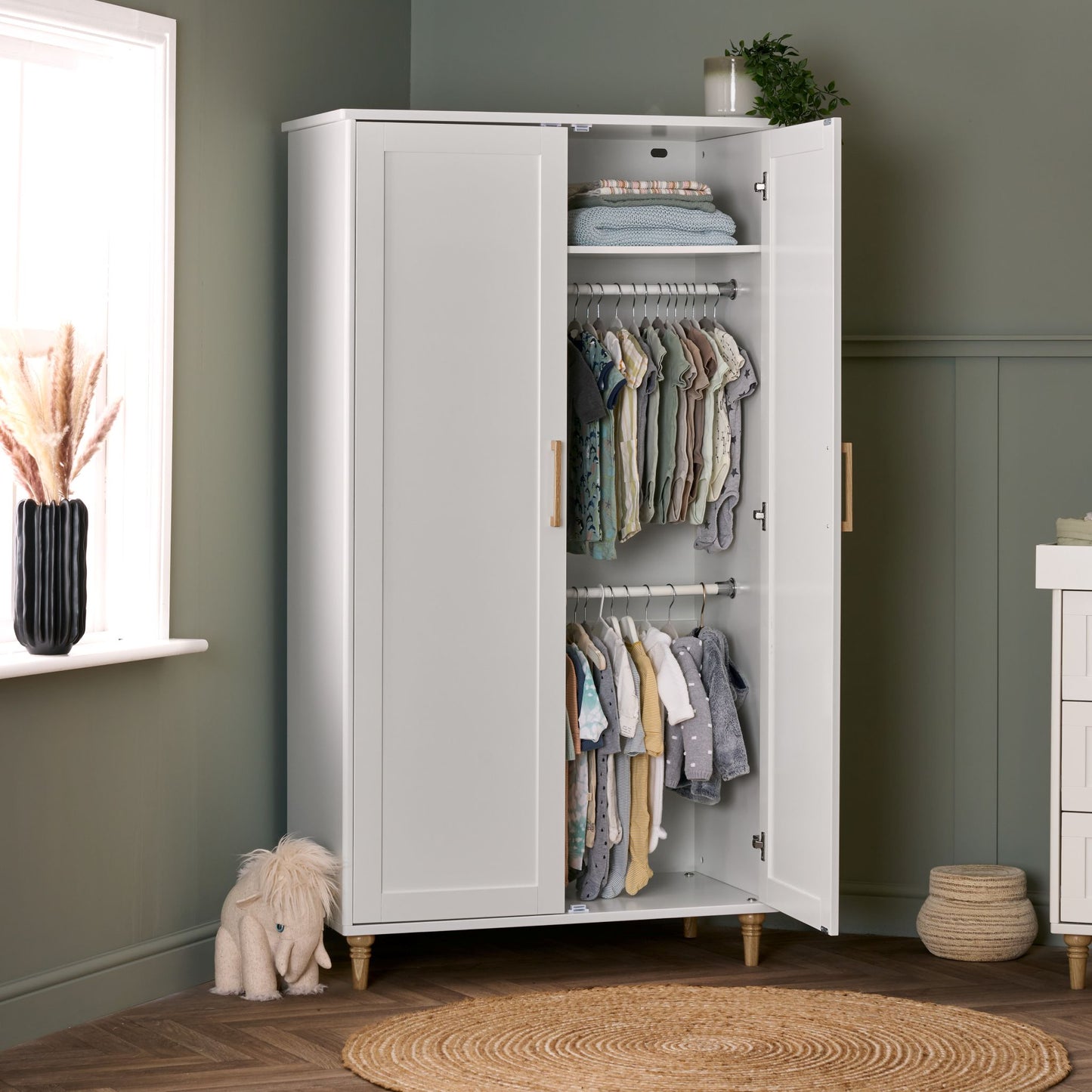 OBABY Orla Wardrobe - White with Oak