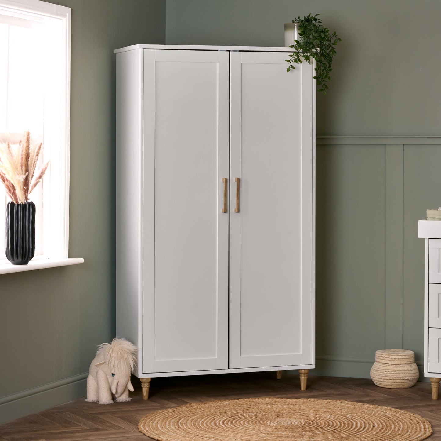 OBABY Orla Wardrobe - White with Oak