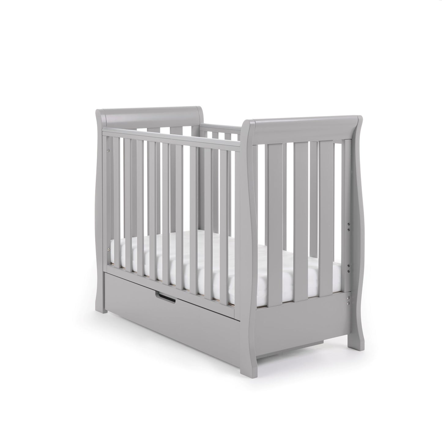 OBABY Stamford Space Saver Sleigh Cot - available in White or Warm Grey