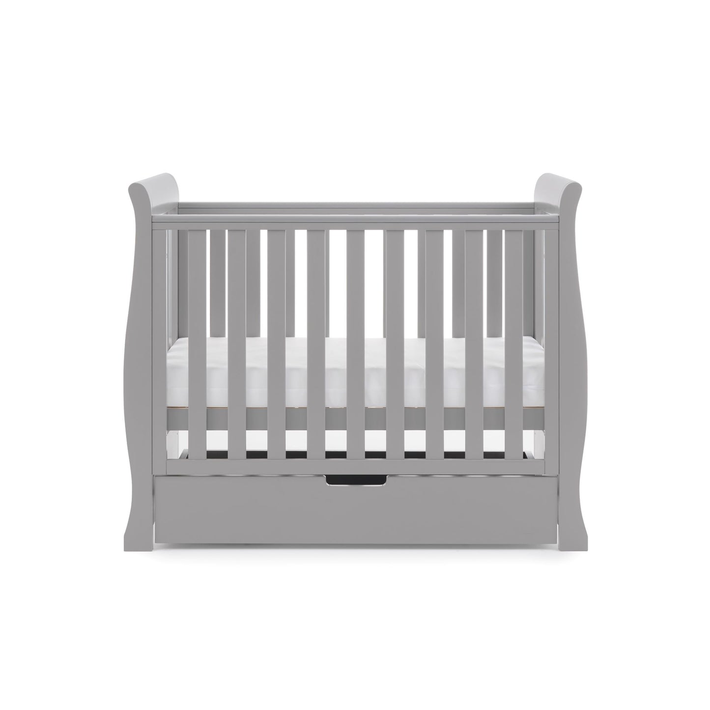 OBABY Stamford Space Saver Sleigh Cot - available in White or Warm Grey