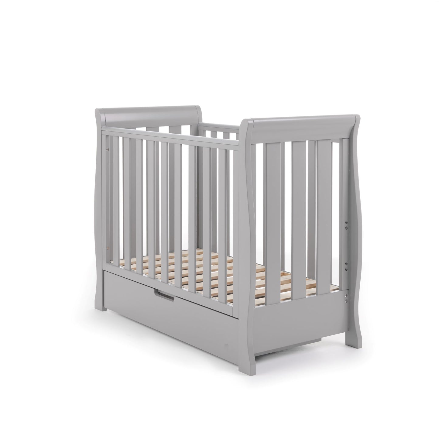 OBABY Stamford Space Saver Sleigh Cot - available in White or Warm Grey