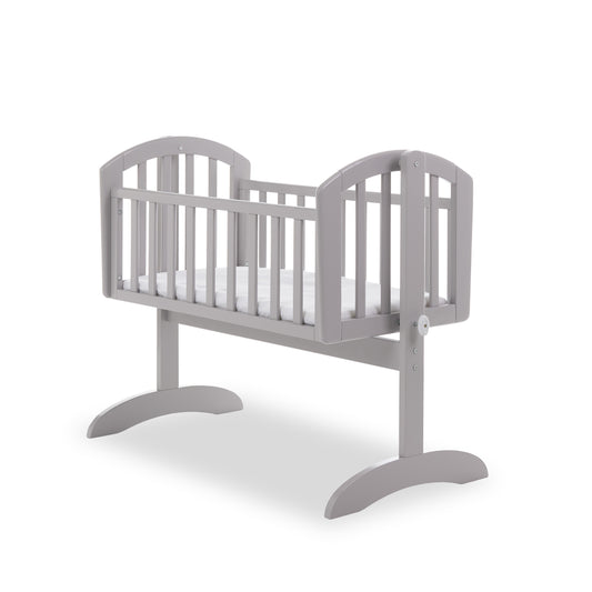 OBABY Sophie Swinging Crib + Mattress – Warm Grey & White