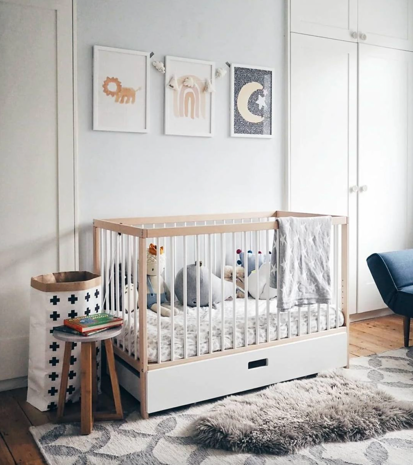Mokee Mini Cot Bed in White Beech