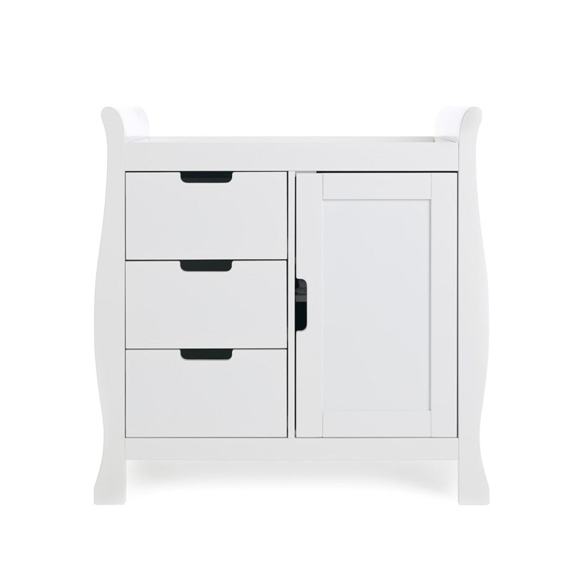 OBABY - Stamford Classic Sleigh 3 Piece Room Set - White & Warm Grey