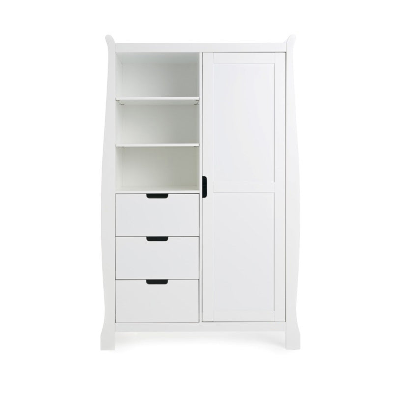 OBABY - Stamford Classic Sleigh 3 Piece Room Set - White & Warm Grey