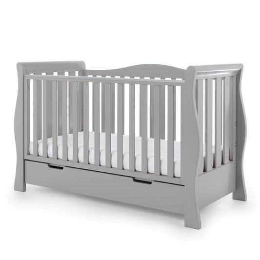 OBABY Stamford Luxe Sleigh Cot Bed - available in White and Warm Grey