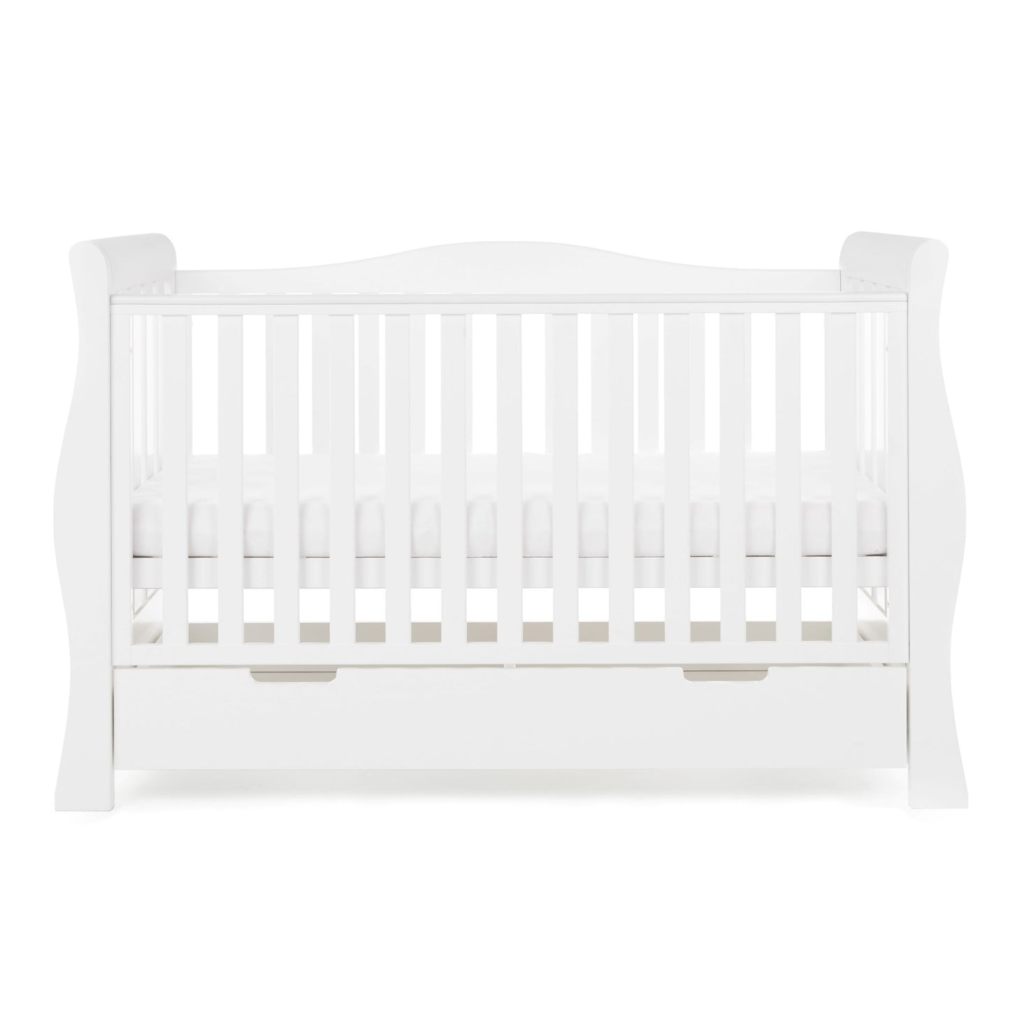 OBABY Stamford Luxe Sleigh Cot Bed - available in White and Warm Grey