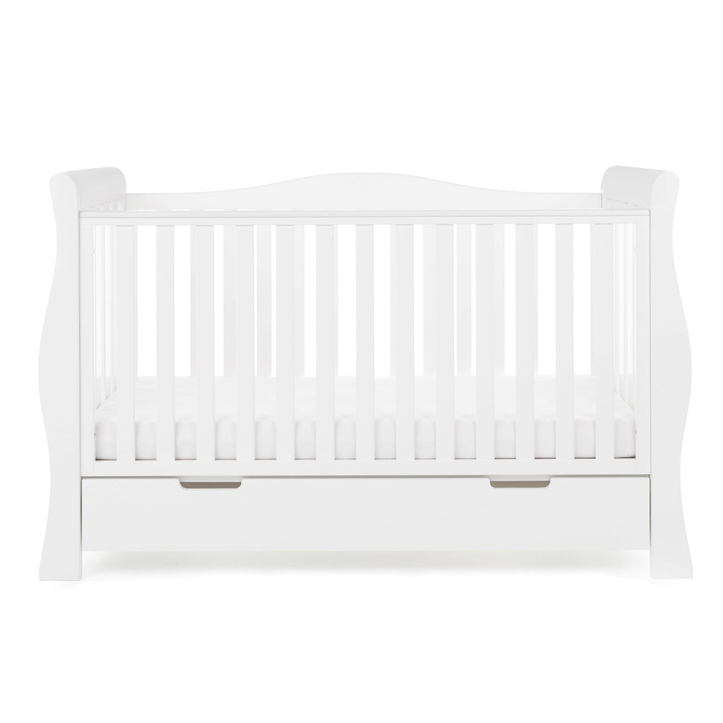 OBABY Stamford Luxe Sleigh Cot Bed - available in White and Warm Grey