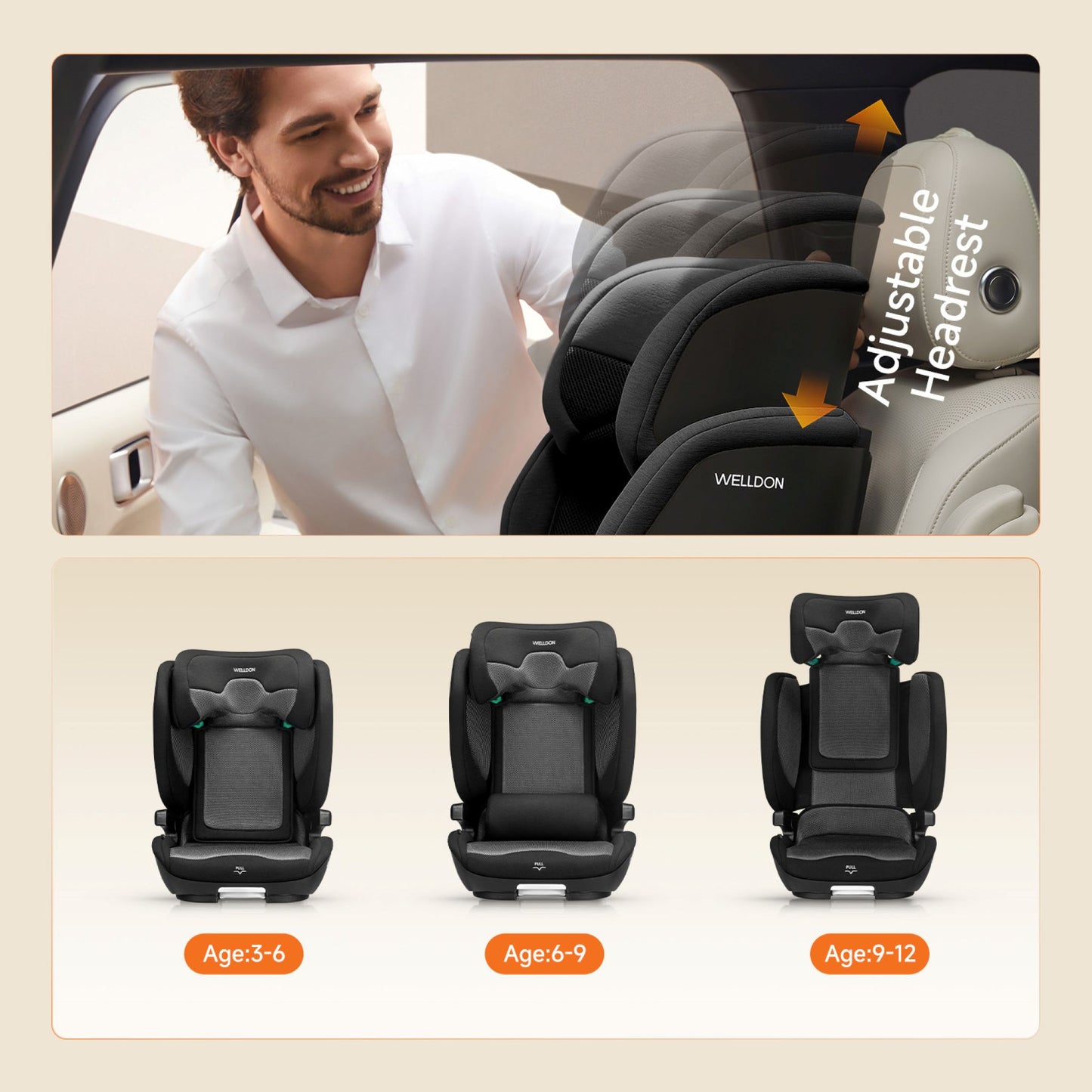 WELLDON COCOON TRAVEL 2 High Back Booster Car Seat in various colours