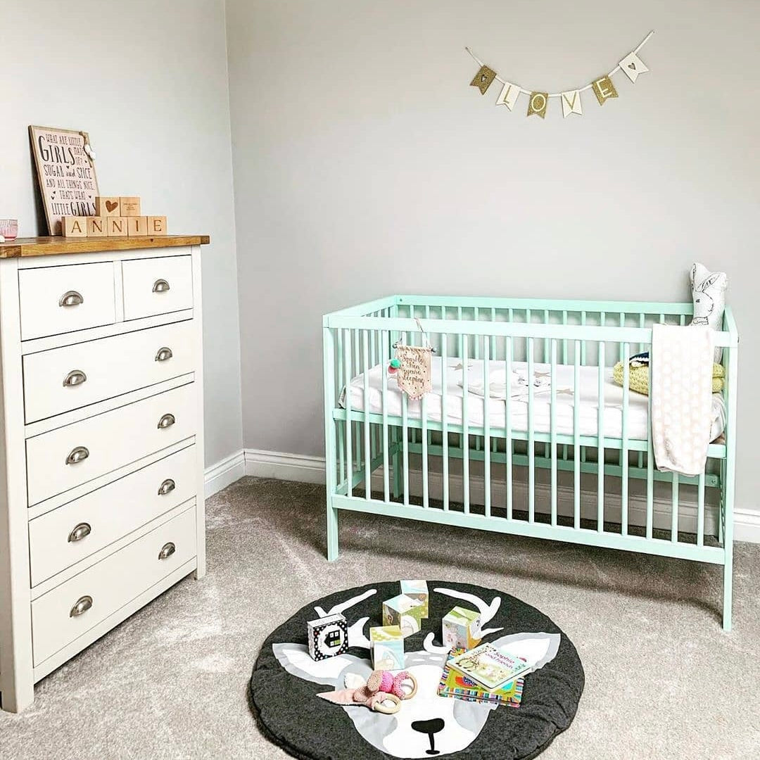 Mokee Mini Cot Bed in Dusty Aqua