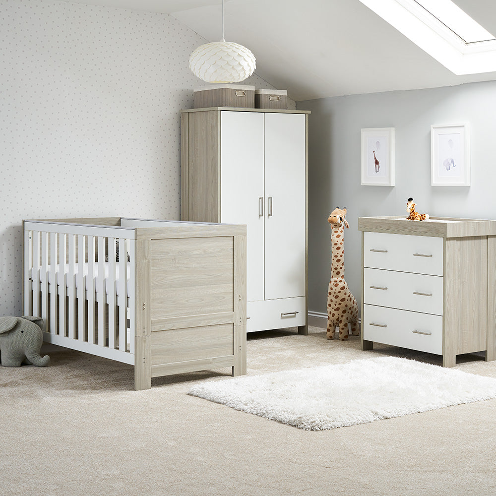OBABY Nika 3 Piece Room Set - Grey Wash with White, Grey Wash & White Wash