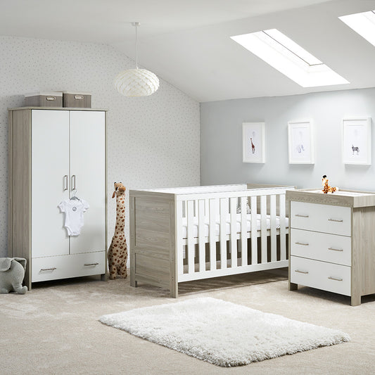 OBABY Nika 3 Piece Room Set - Grey Wash with White, Grey Wash & White Wash