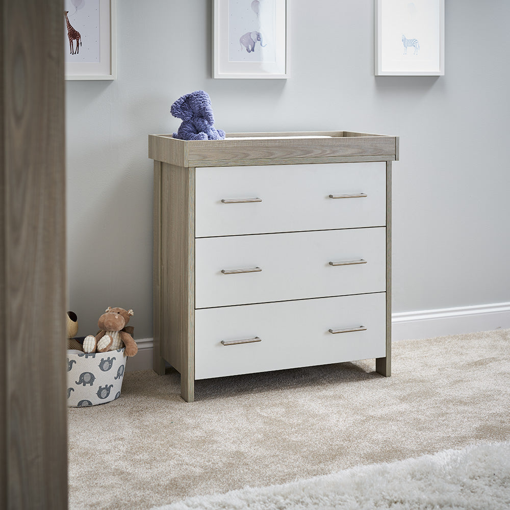 OBABY Nika 3 Piece Room Set - Grey Wash with White, Grey Wash & White Wash