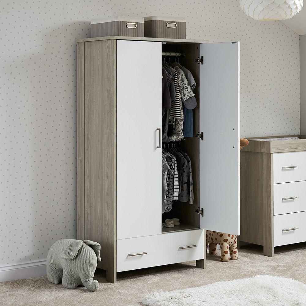 OBABY Nika 3 Piece Room Set - Grey Wash with White, Grey Wash & White Wash