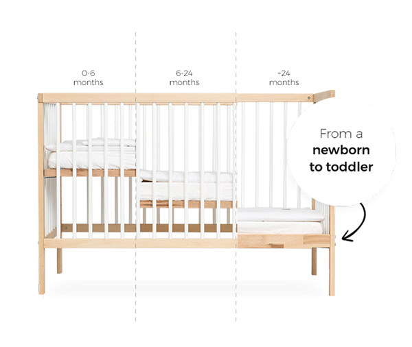 Mokee Mini Cot Bed in White Beech