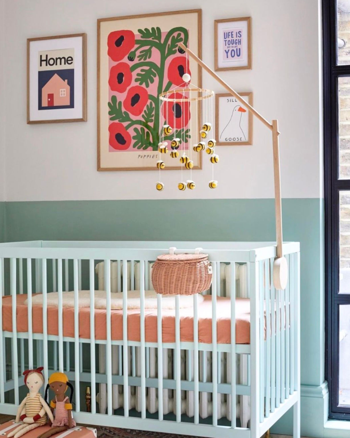 Mokee Mini Cot Bed in Dusty Aqua