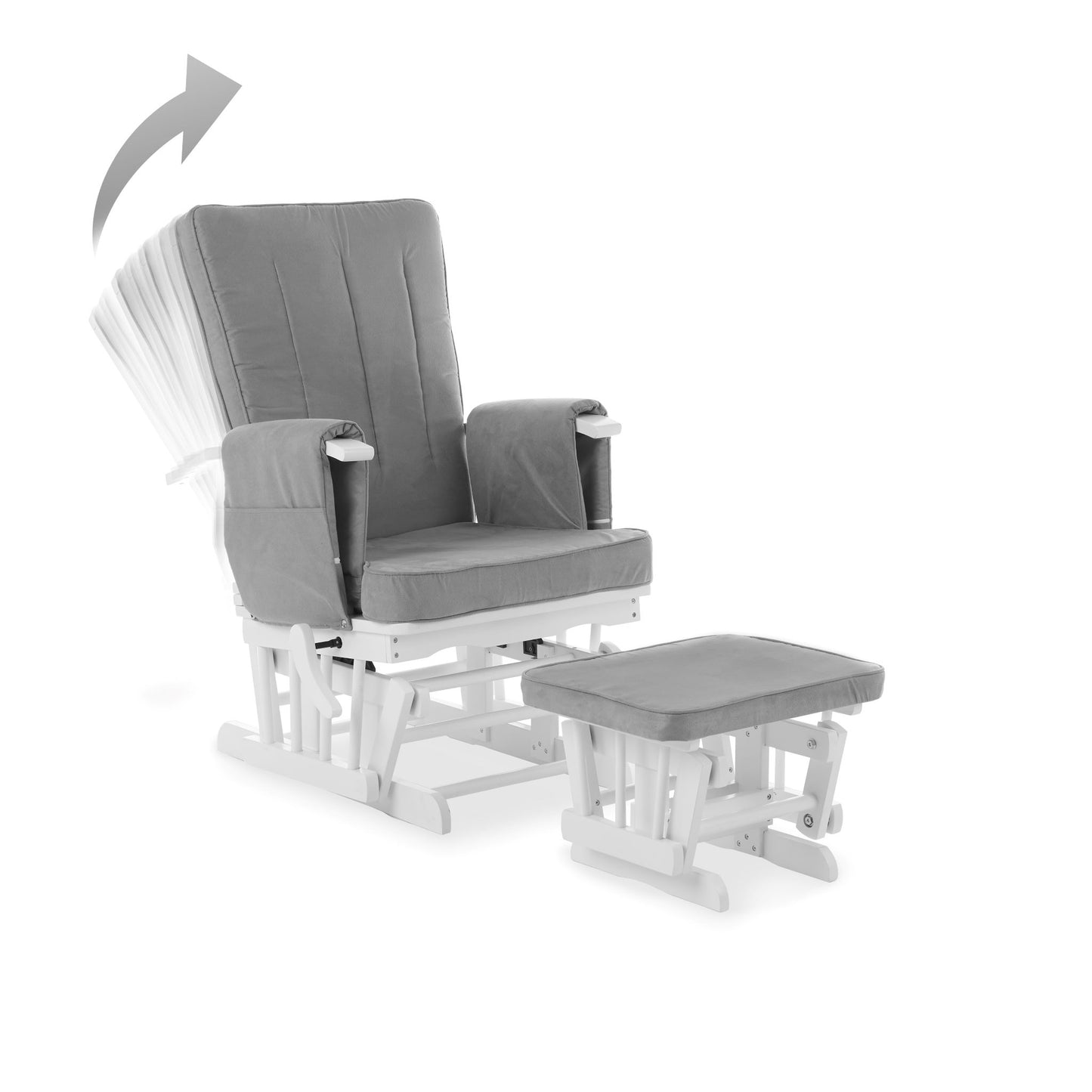 OBABY Deluxe Reclining Glider Chair & Stool - Grey