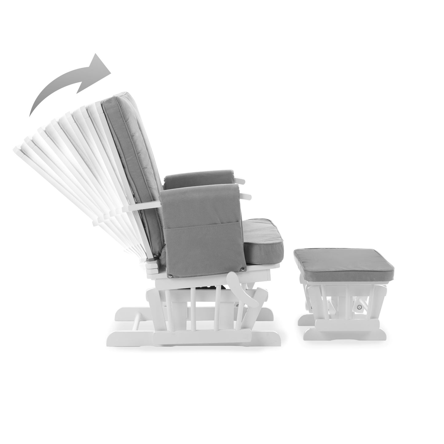 OBABY Deluxe Reclining Glider Chair & Stool - Grey