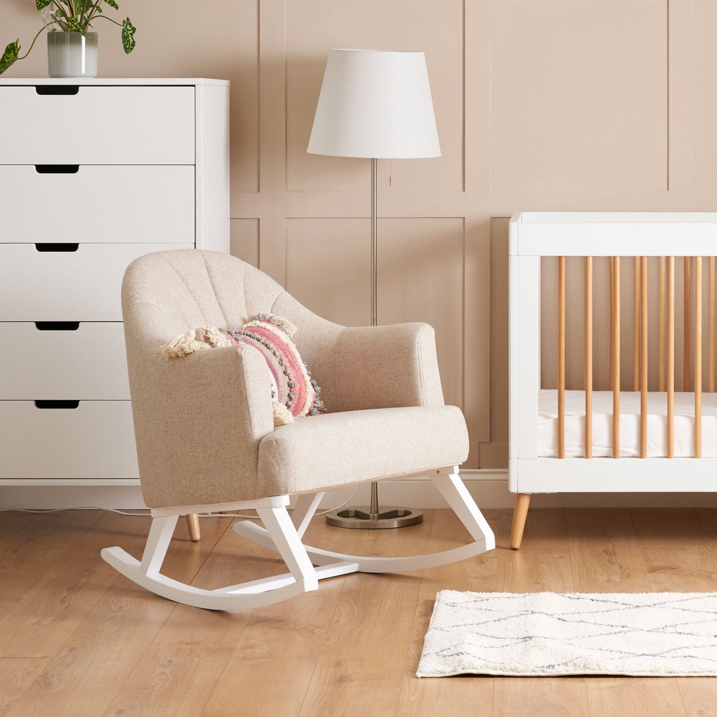 OBABY Round Back Rocking Chair - Oatmeal